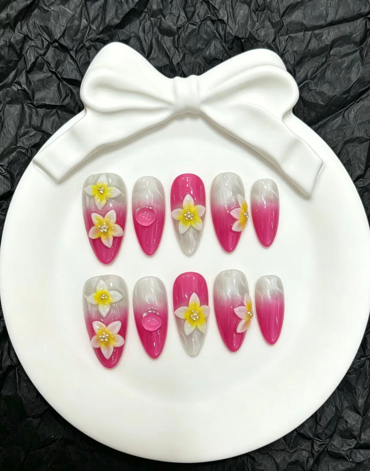 Florale Ombre Stiletto Press-On Nagelset