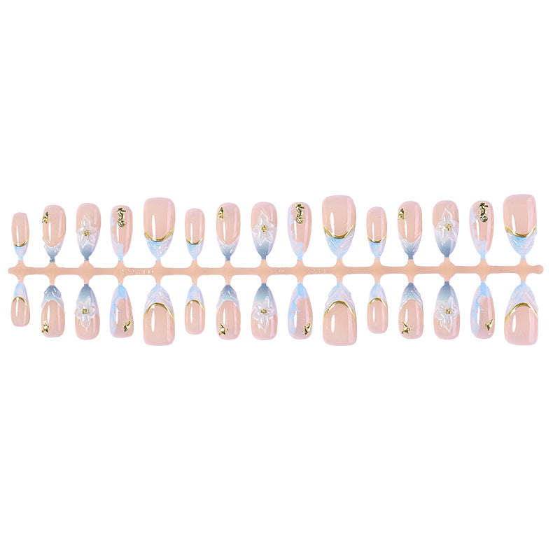 Dekorativer Press-On Nagelkunst Satz mit elegantem Blumenmuster Karnz