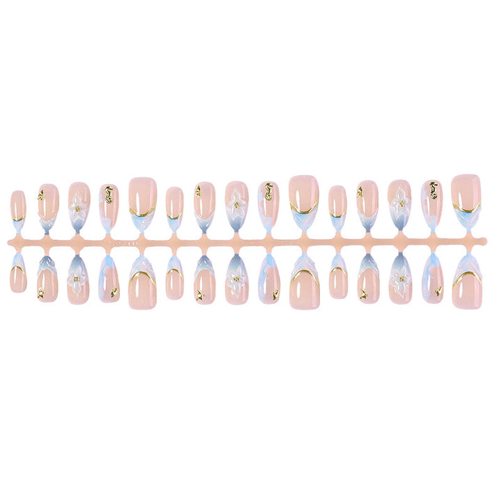 Dekorativer Press-On Nagelkunst Satz mit elegantem Blumenmuster Karnz