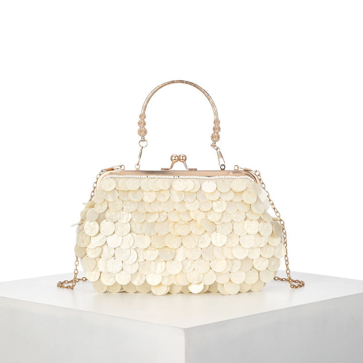Elegante Muschel-Pailletten Abendhandtasche