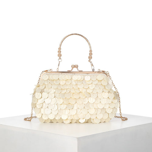 Elegante Muschel-Pailletten Abendhandtasche