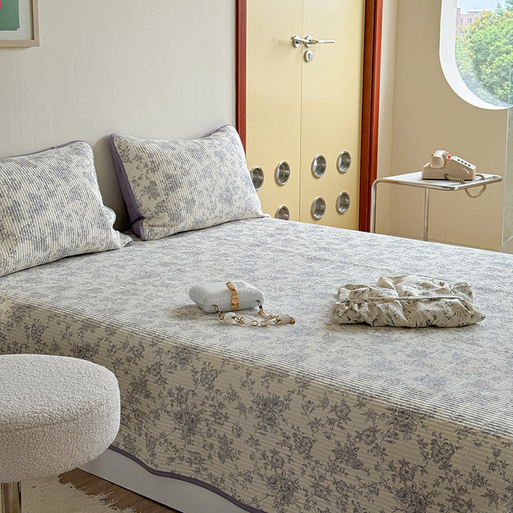 Gepolstertes Baumwollbettüberwurf-Set mit Teddy-Bär-Streifenmuster und umkehrbarem Design