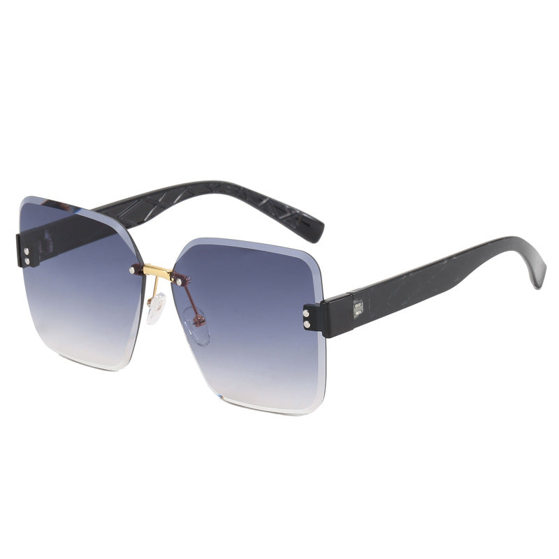 Damen oversized quadratische Sonnenbrille mit modischem Dekor Karnz