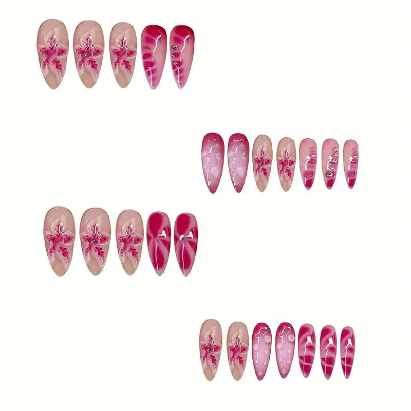 Luxuriöse Blumige Acryl-Nagelkunst Verlängerungen Karnz