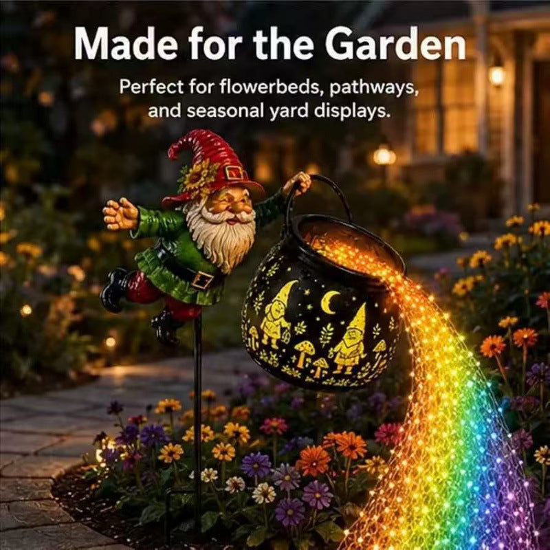 Dekorative Gartenzwergfigur mit Kessel Karnz