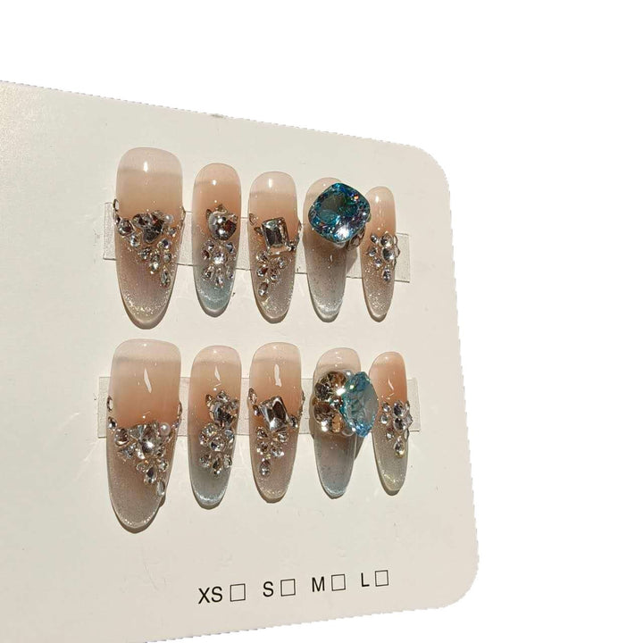 Glitzerndes, mit Kristallen verziertes Press-On Nagel-Set
