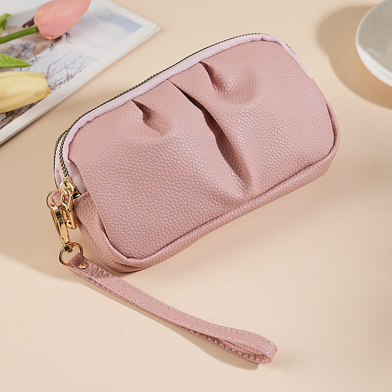 Texturierte Reißverschluss-Clutch Tasche