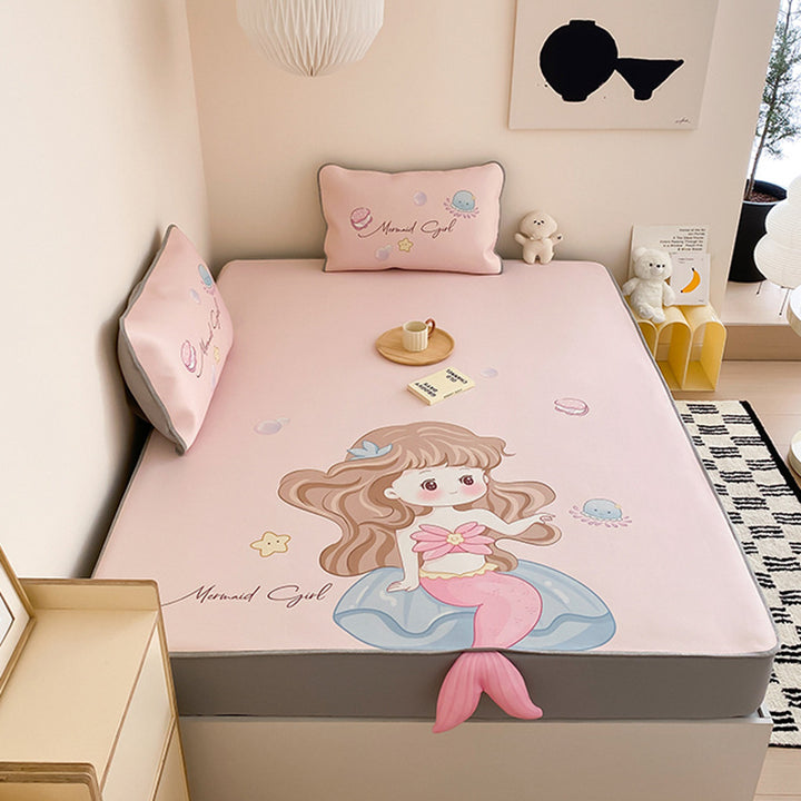 Kinder-Bettwaren-Set mit Monster-Print, Spannbettlaken und Zierkissen aus weicher Mikrofaser