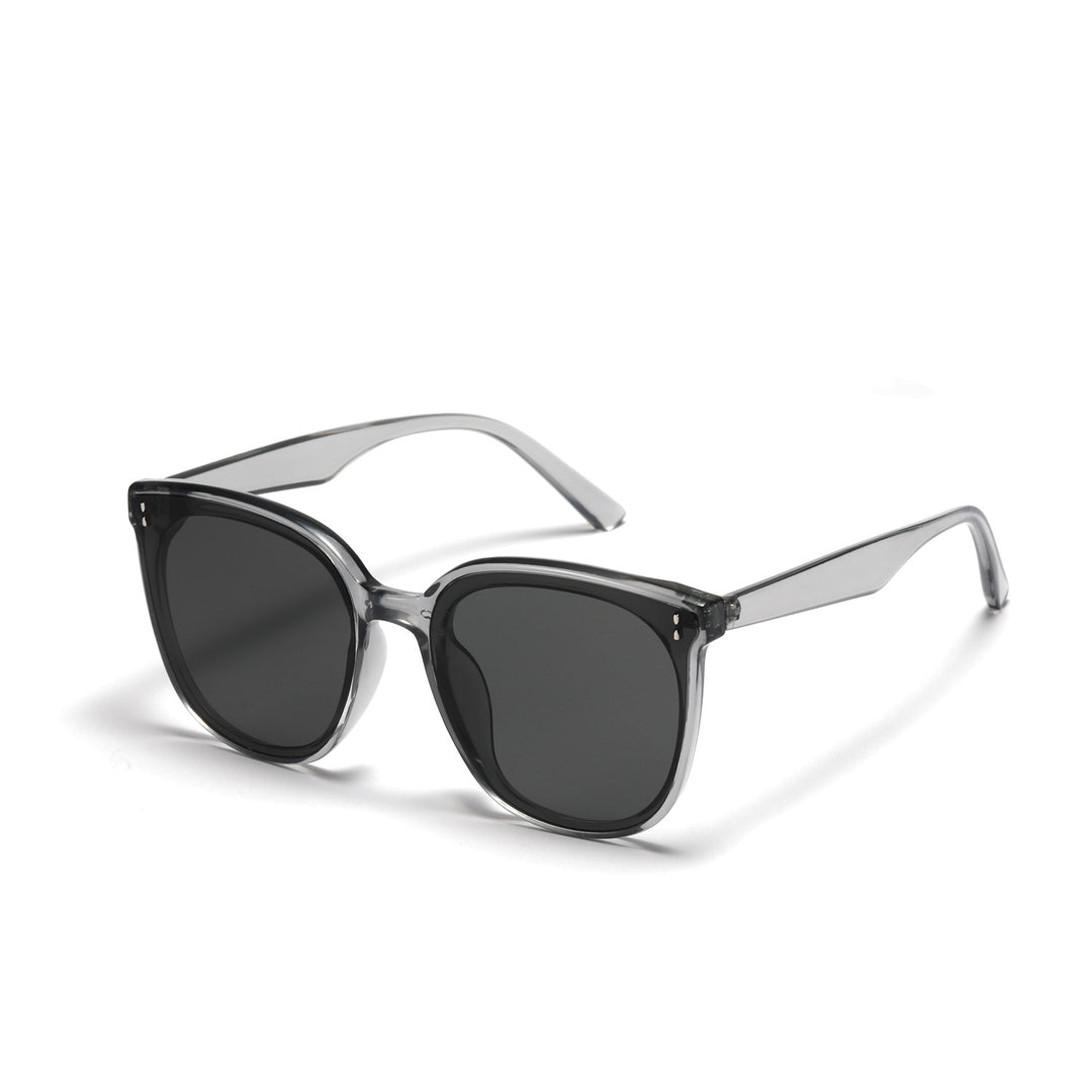 Damen modische quadratische Sonnenbrille mit hochwertigem transparentem Rahmen Karnz