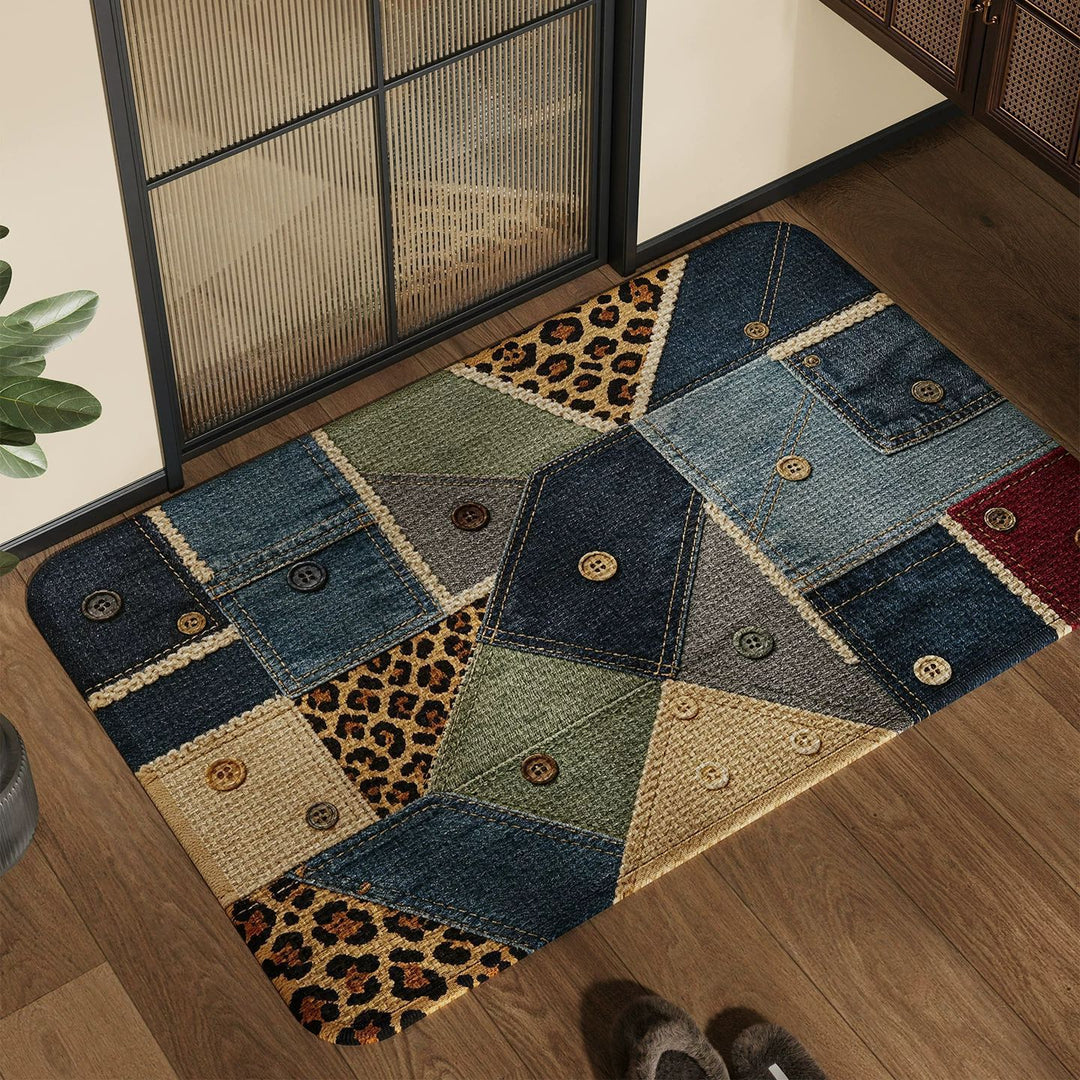 Spaßiger und bunter Patchwork-Teppich Karnz