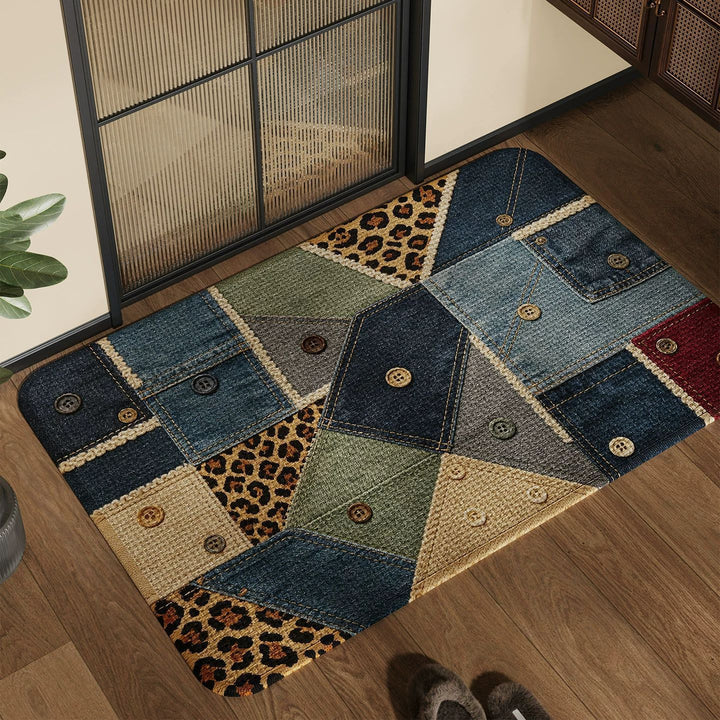 Spaßiger und bunter Patchwork-Teppich Karnz