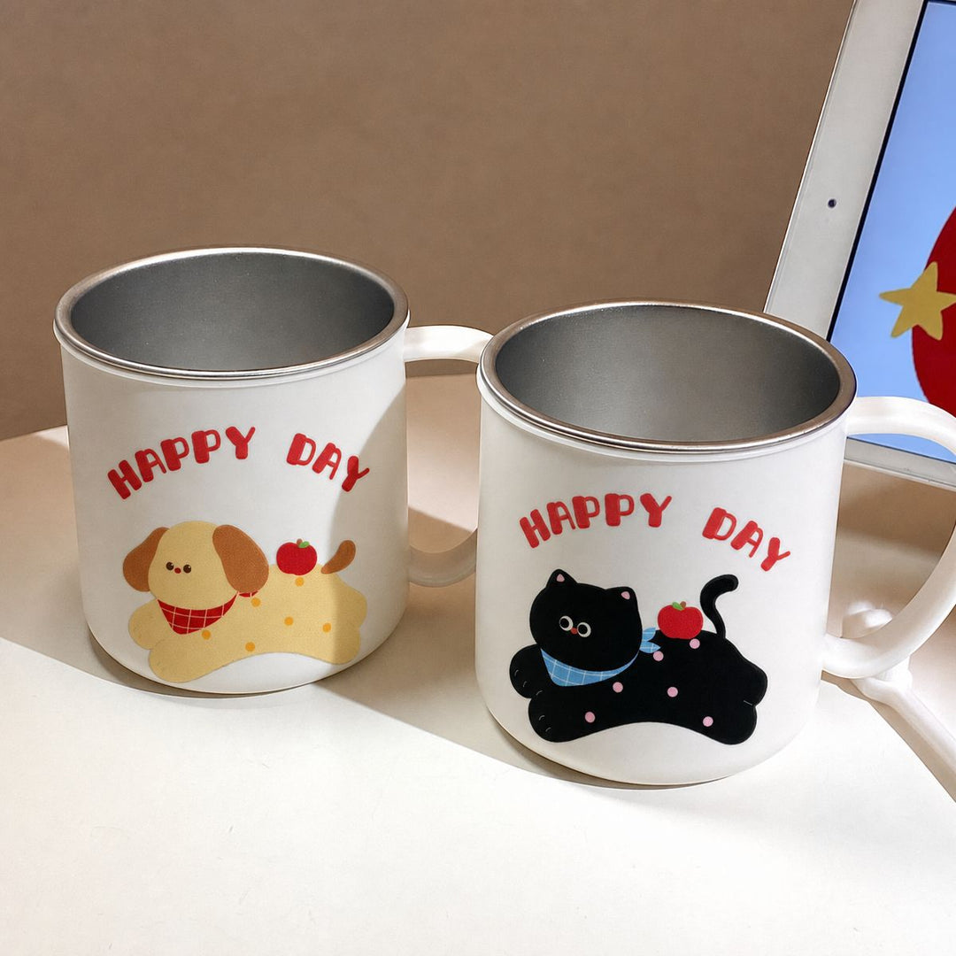 Keramiktasse mit Verspieltem Katzenmotiv und Fröhlichem Schriftzug Karnz