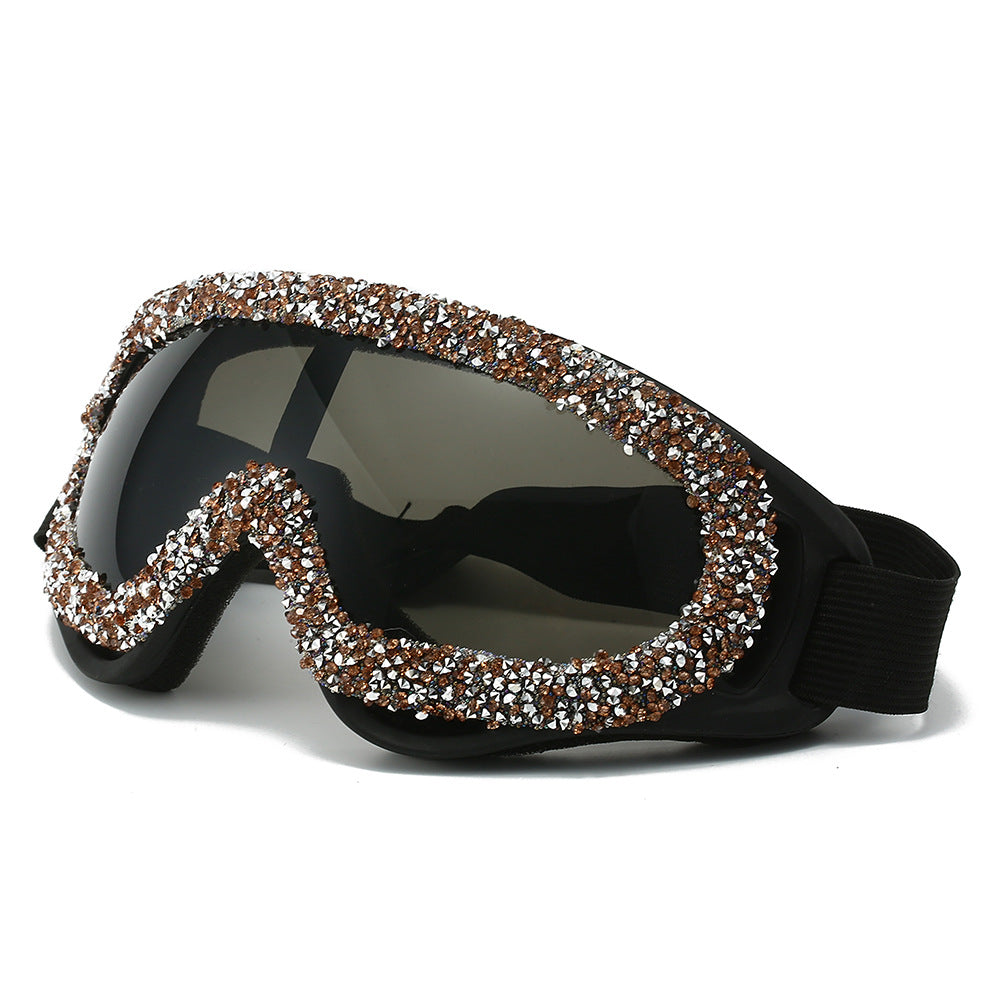 Damen Sportliche Skibrille mit glamourösem Kristallbesatz Karnz
