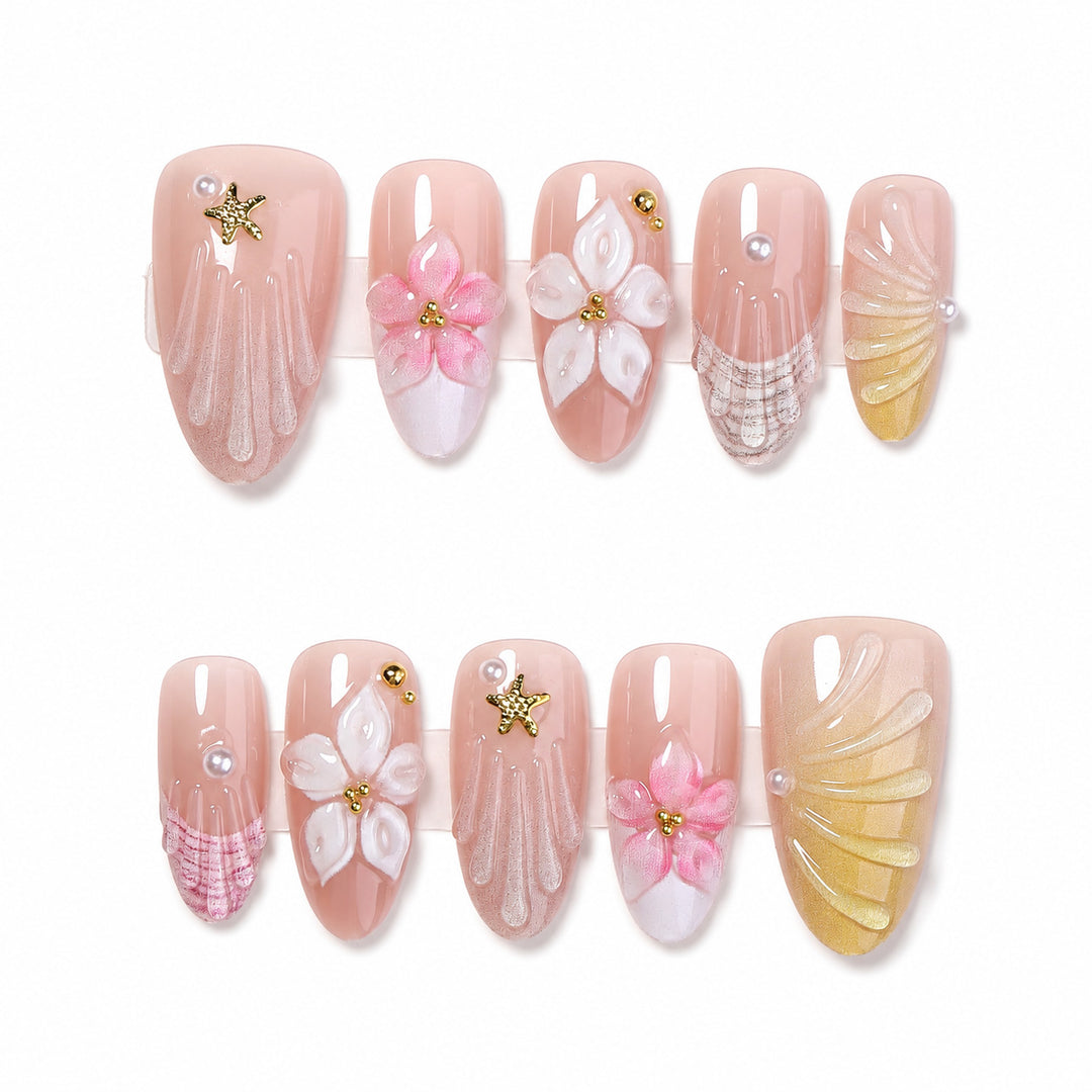 Premium Kunstnägel mit floralen Motiven Karnz