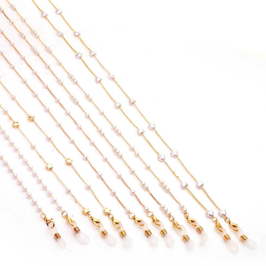 Eleganter herzförmiger Perlenkette Brillenhalter Karnz