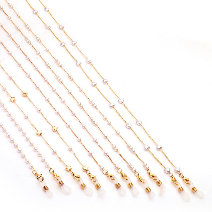 Eleganter herzförmiger Perlenkette Brillenhalter Karnz