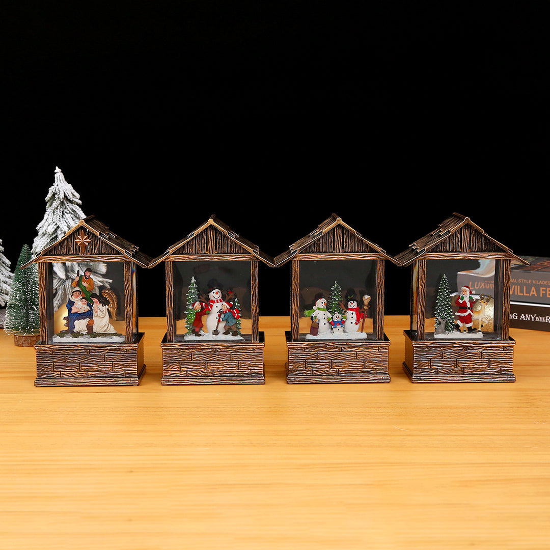 Nostalgische Schneekugel-Dekoration mit Weihnachtsmann und Kindern Karnz