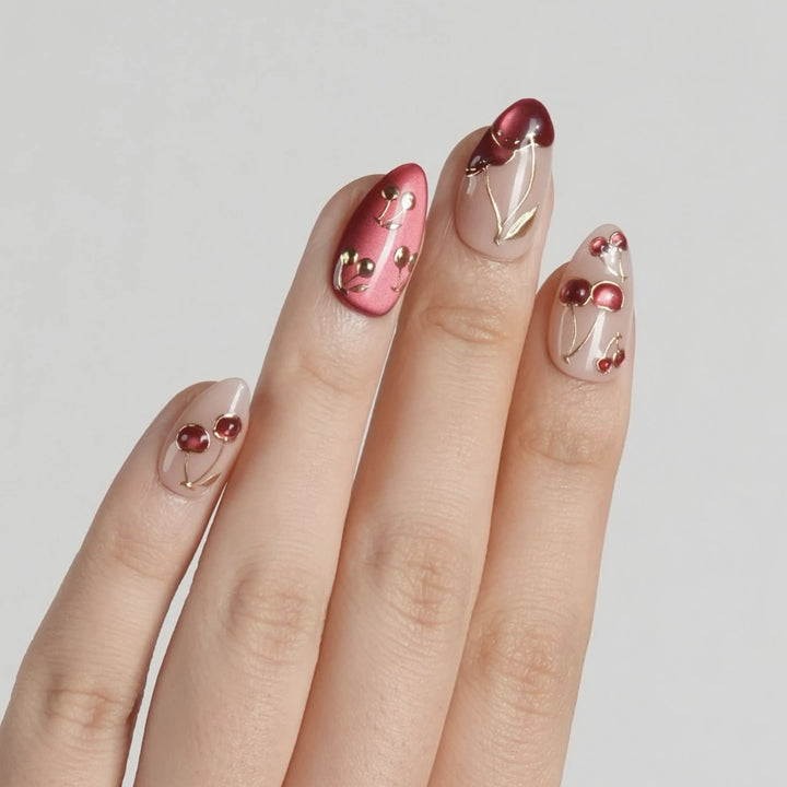 Kirsch-Themen Press-On Nagelkunst Set