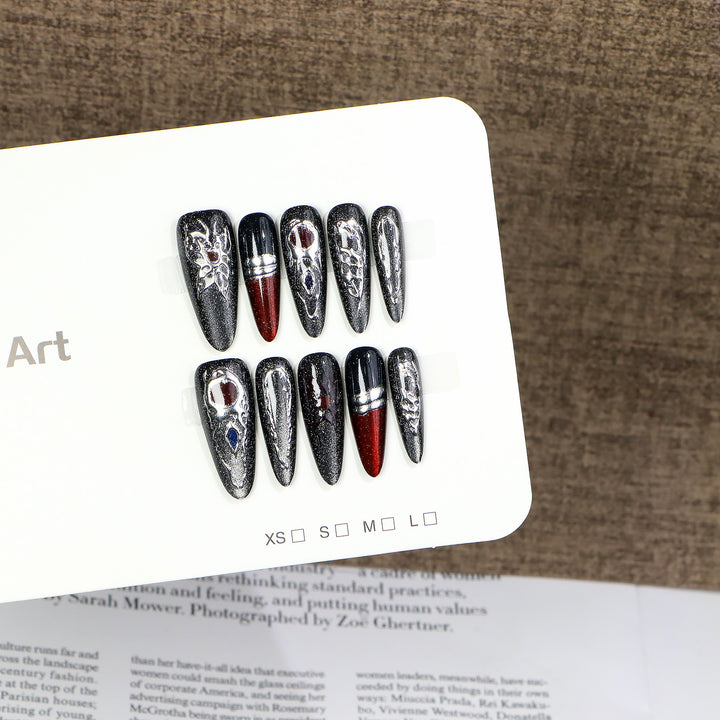 Elegantes Stiletto Press-On Nagel Kunst Set mit einzigartigem Design Karnz