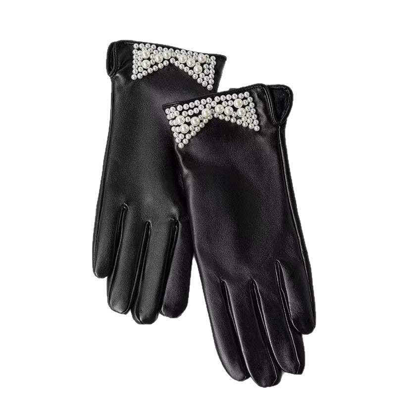 Elegante Lederhandschuhe mit Kettendetails Karnz