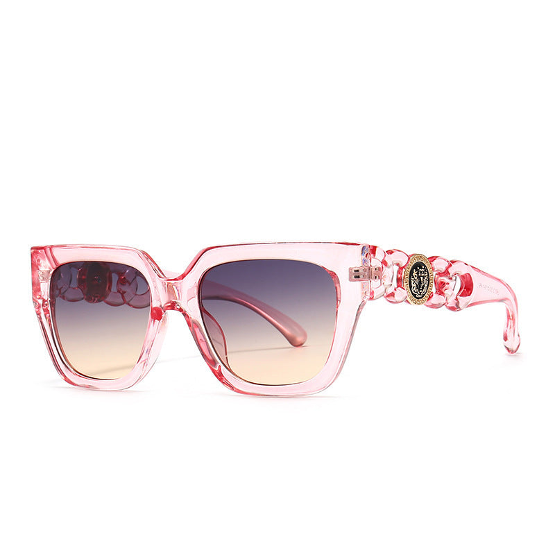 Damen oversized Sonnenbrille mit luxuriösen Kettenakzenten Karnz