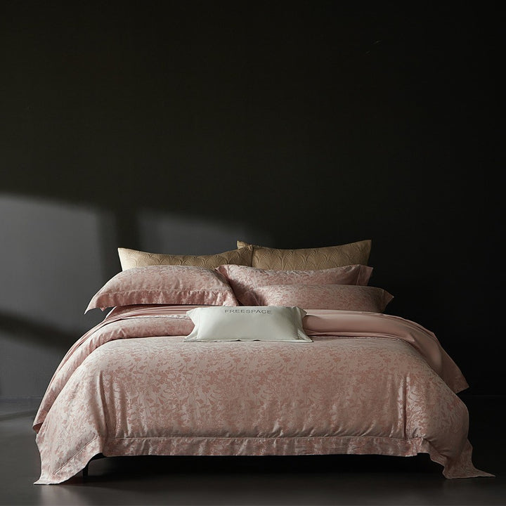 Premium Baumwollsatin-Bettwäschegarnitur mit Aquarell-Blumenprint und feiner Satinbiese