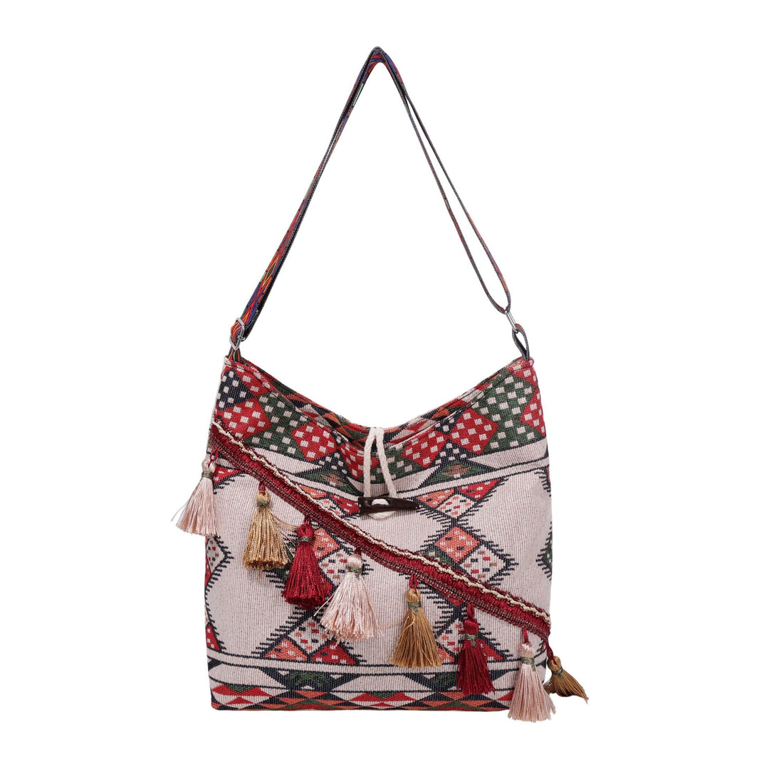 WoEthnic Gemusterte Klapp-Hobo-Tasche Karnz