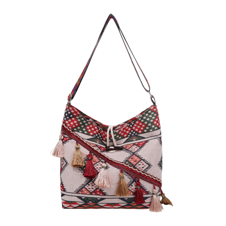 WoEthnic Gemusterte Klapp-Hobo-Tasche Karnz