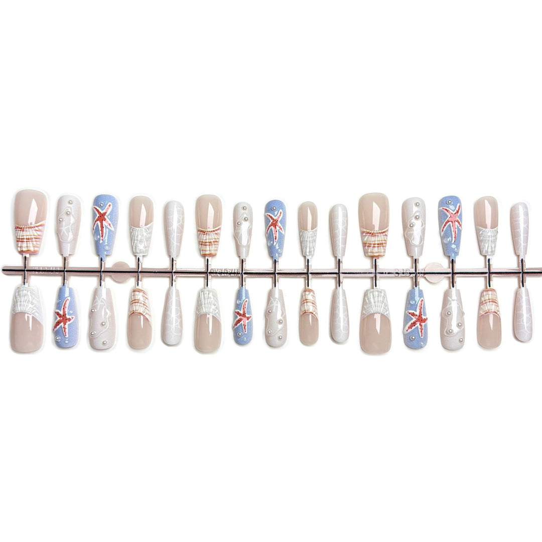 Küsten-Themen Press-On Nagelkunst Set