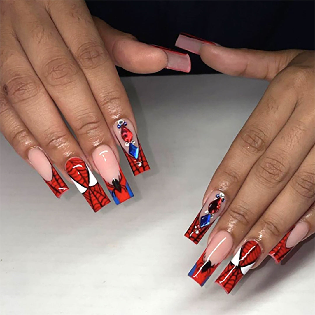 Spider-Man inspirierte Druck-on-Nagelkunst Karnz