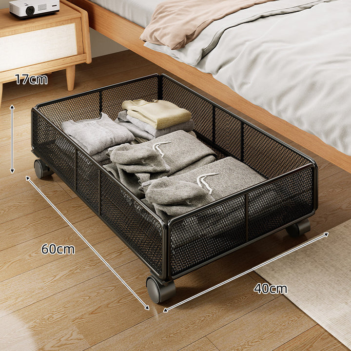 Niedrigprofil Rechteckiger Metallgitter Unter-Bett Aufbewahrungskorb Organizer