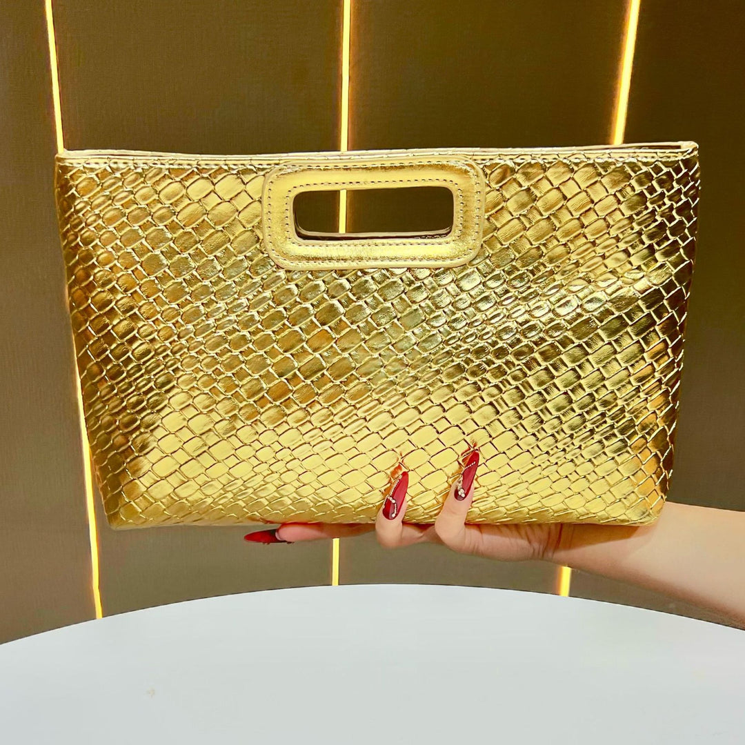 Strukturierte Metallic-Abend-Clutch