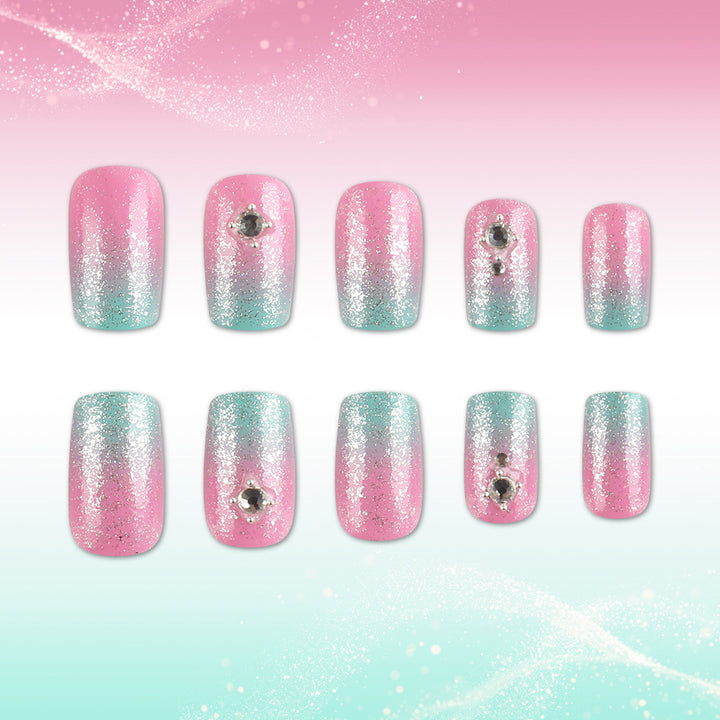 Ombre Glitter Press-On Nagelset Karnz
