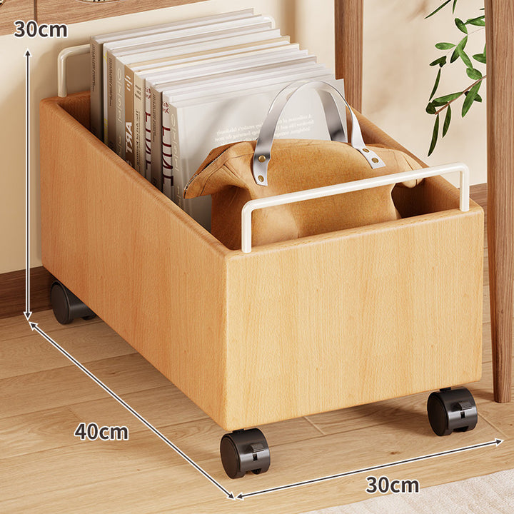 Rolling Woodgrain Aufbewahrungsbox mit Metallgriffen und verriegelbaren Rollen