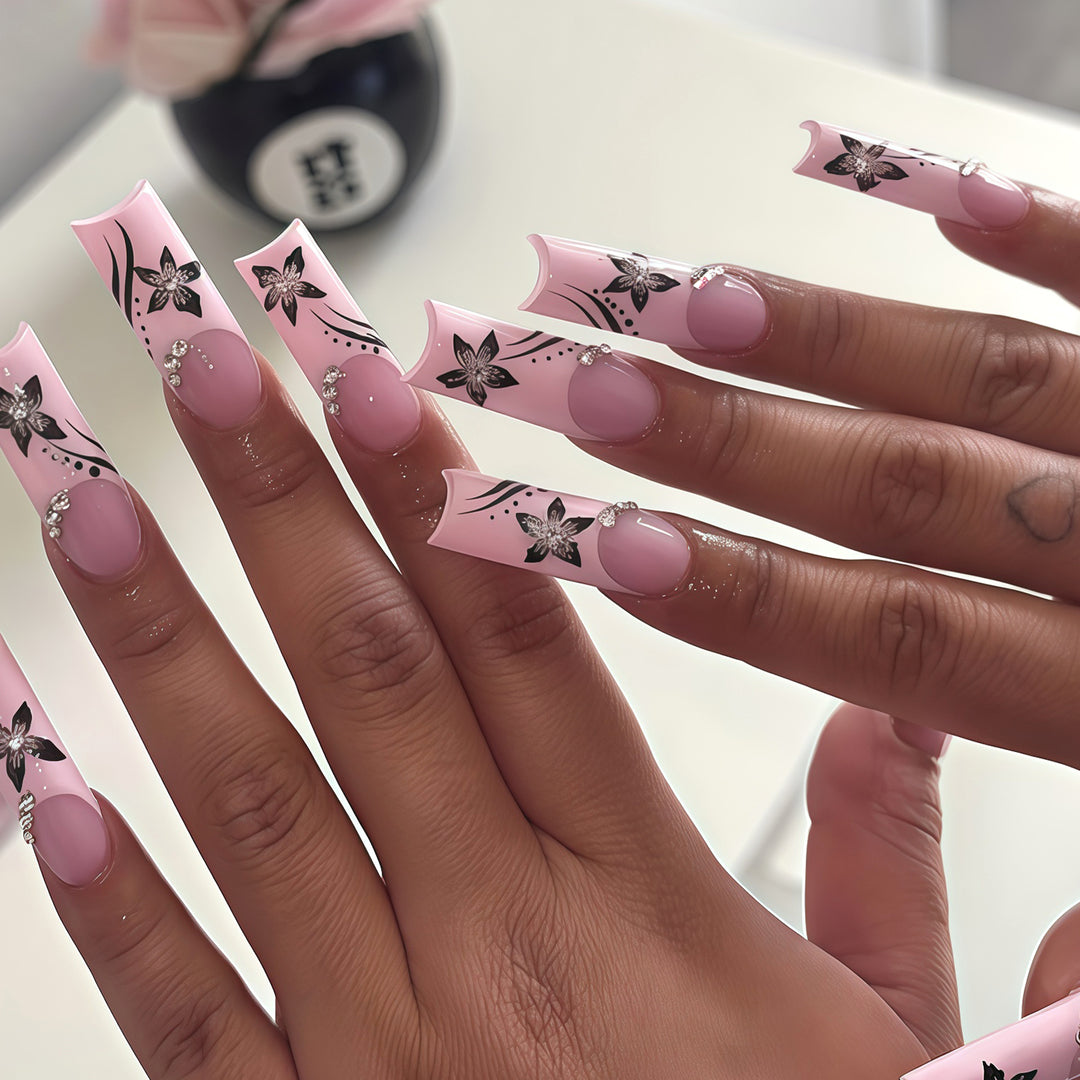 Dekorative florale lange Acryl-Nagelspitzen Karnz