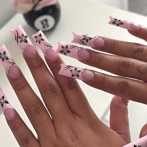 Dekorative florale lange Acryl-Nagelspitzen Karnz