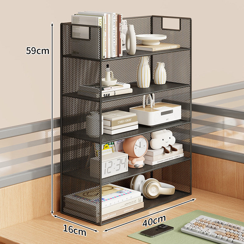 Mesh Desktop Open-Shelf Organizer mit integrierten Griffen und Trennwänden