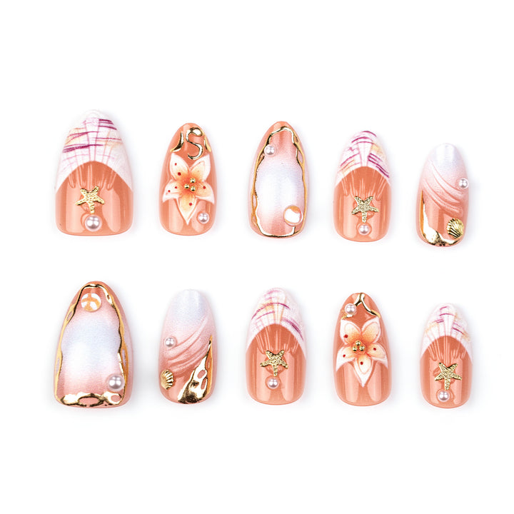 Premium Floral Design Press-On Nail Set