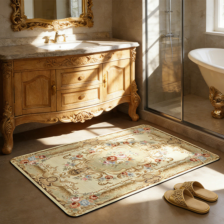Elegante Vintage Blumen Badematte Karnz