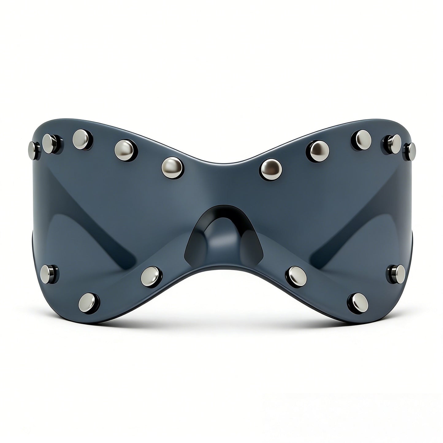 Damen futuristische Designer-Sonnenbrille mit dekorativen Metallelementen Karnz