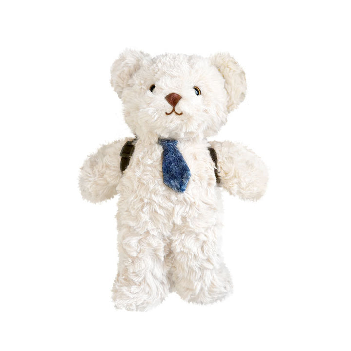 Plüsch Teddy-Bär mit Denim-Fliege und Mini-Rucksack-Trageriemen-Detail Karnz