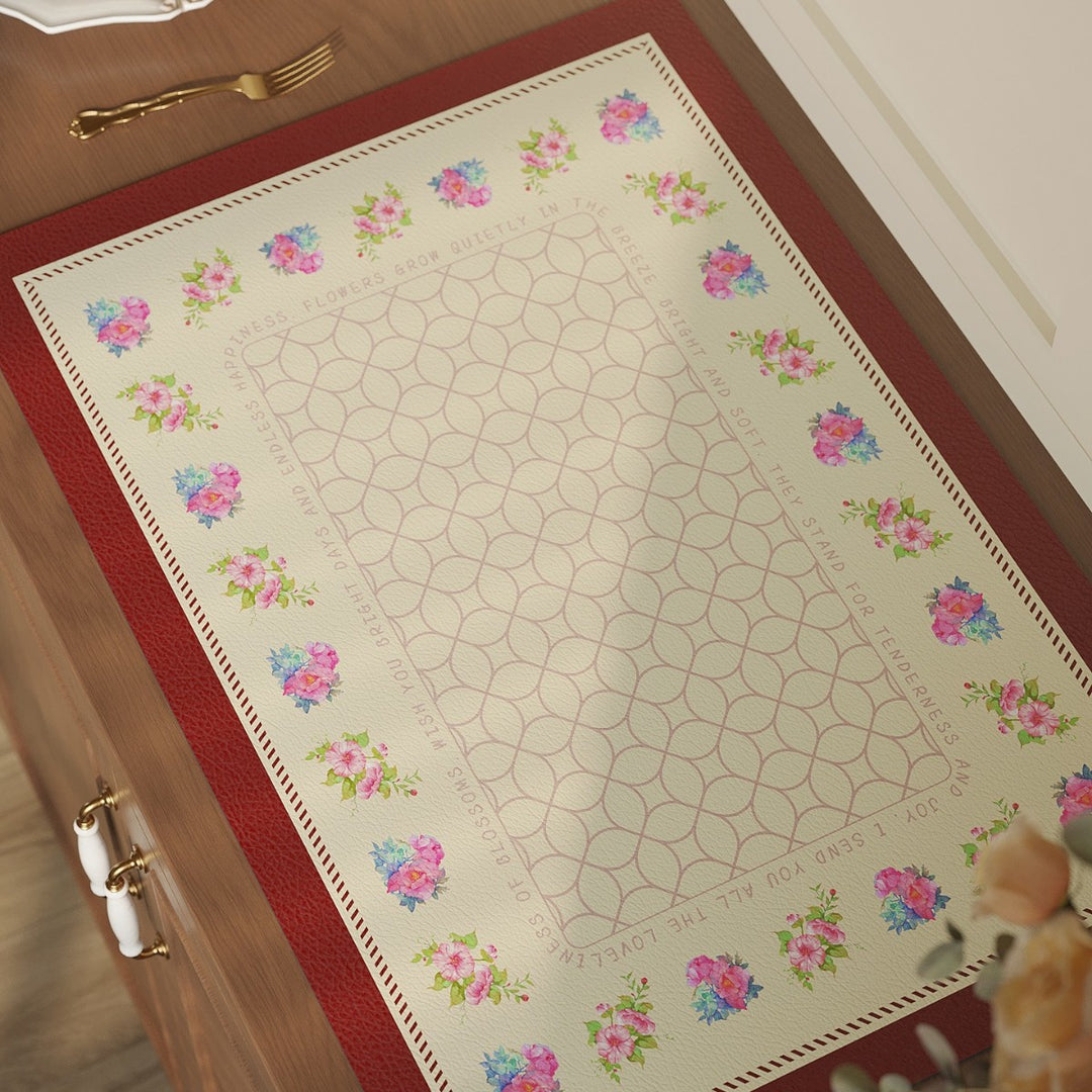 Decorative Floral Vinyl Countertop and Cabinet Runner Mat