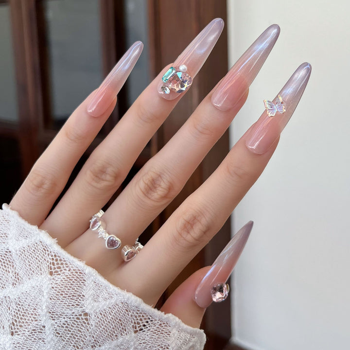 Premium Ombre Glitter Press-On Nail Set Karnz
