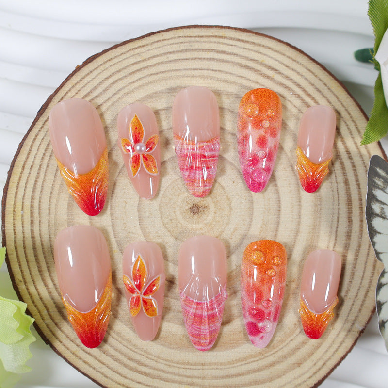 Kunstnagelset mit eleganten Blumen- und Farbverlauf-Designs Karnz