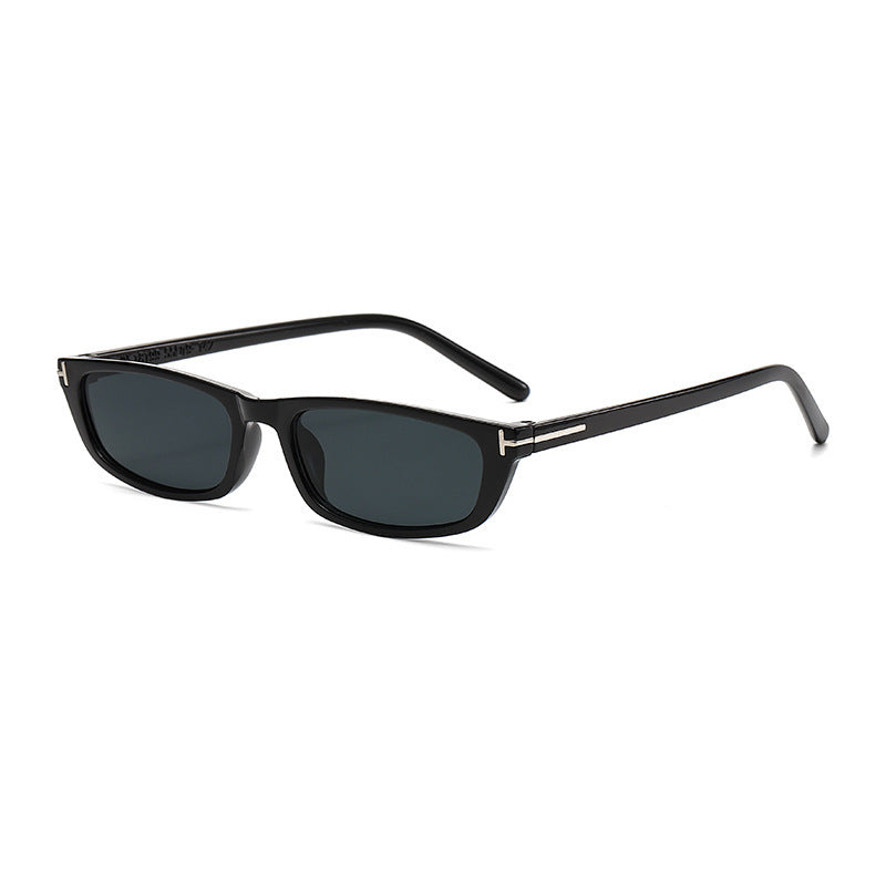 Damen modische Sonnenbrille mit schmalem Rahmen und braunen Gläsern Karnz