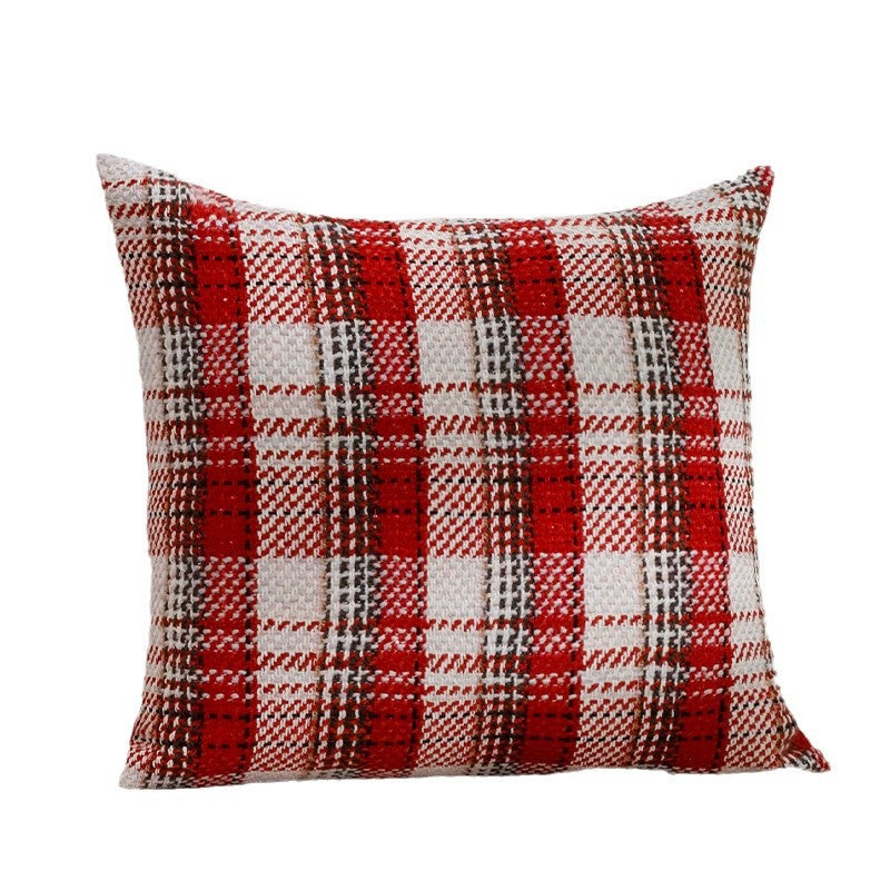 Quadratischer kariert gewebter Kissenbezug im Tweed‑Look für Sofa & Festliche Deko Karnz