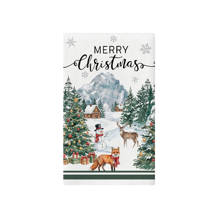 Dekorativer Vintage Weihnachtskranz Baumwoll-Leinen Küchentuch