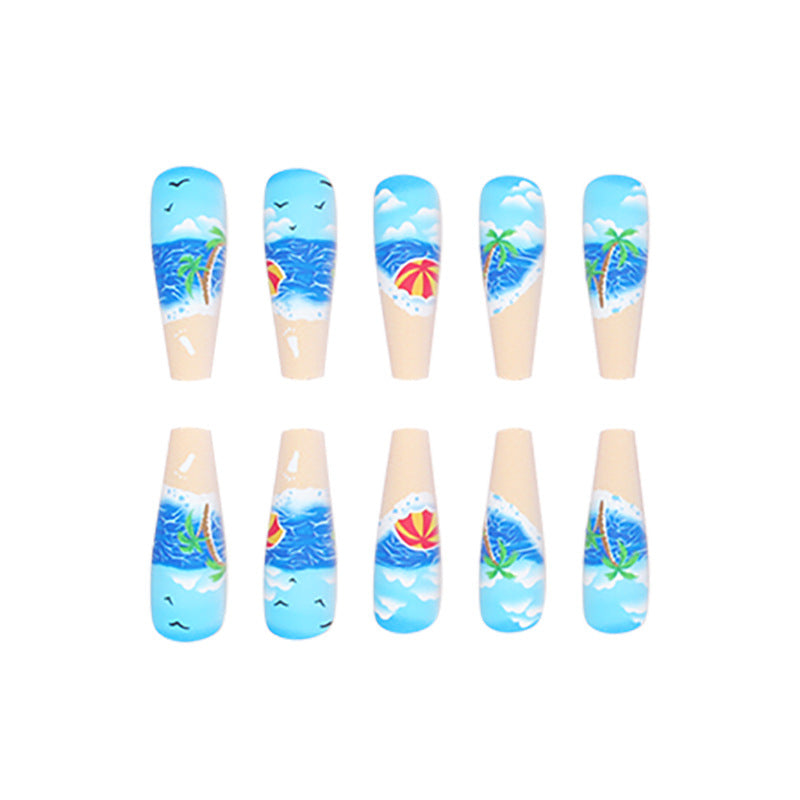 Künstlerische strandthematische Nagelkunst Karnz
