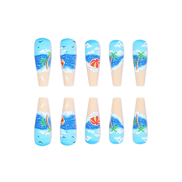 Künstlerische strandthematische Nagelkunst Karnz
