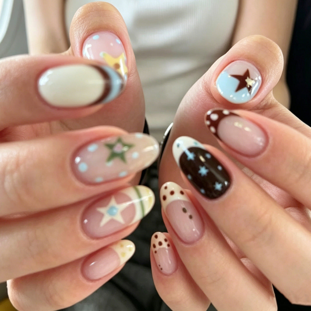 Kreatives Sternen-Thema Press-On Nagelkunst-Set